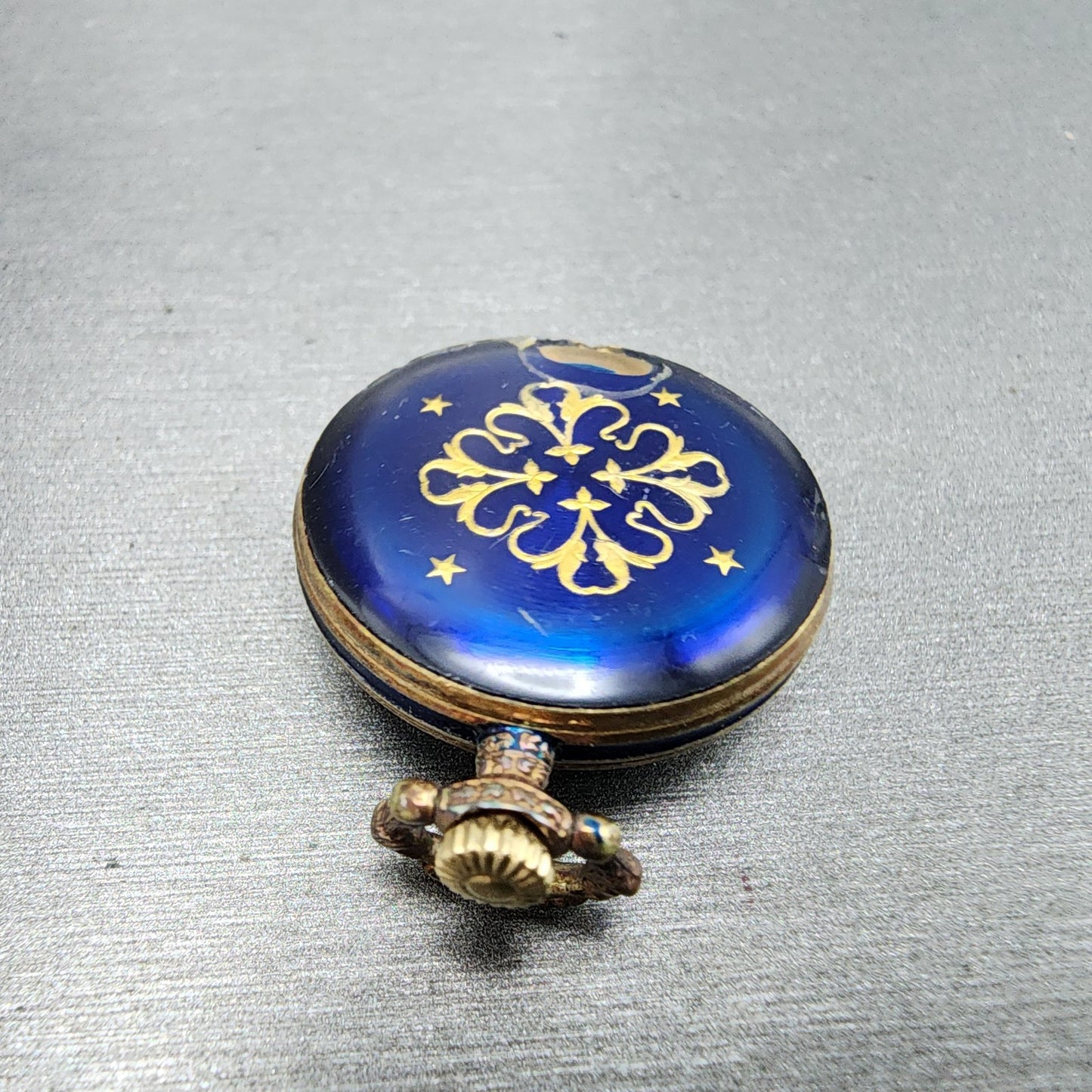 Seiko Pendent Watch Women 23mm Blue Dial Gold & Blue Tone Manual 210380 Runs9
