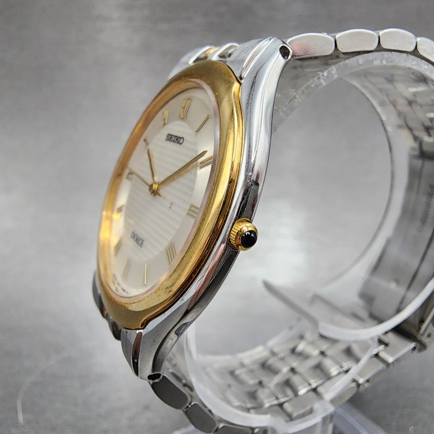 Seiko Dolce Watch Men 34mm Cream Dial Two Tone Round 8j41-6030 New Battery