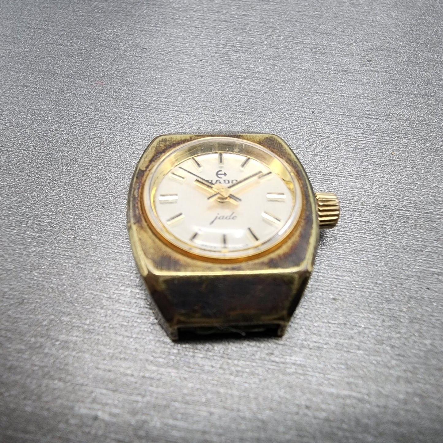 Rado jade Watch Women 19mm Champagne Dial Gold Tone Round Manual Wind Runs