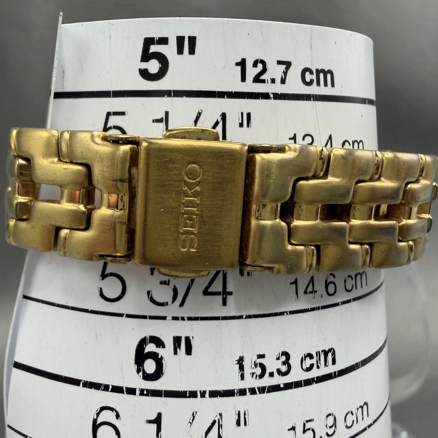 Seiko Watch Women 26mm White Dial Gold Tone Date Round 7N89-0449 New Battery11