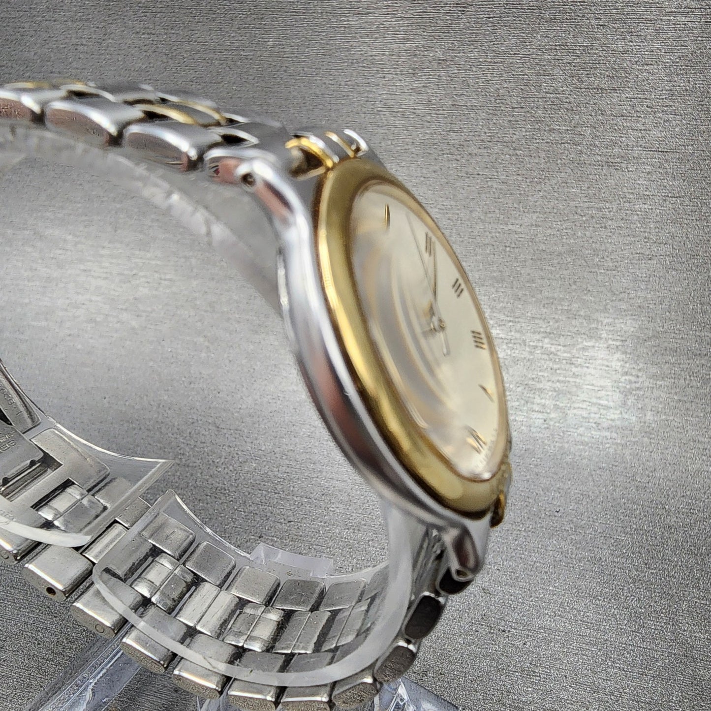 Seiko Lucent Watch Men 31mm White Dial Two Tone 5e21-6b70 New Battery