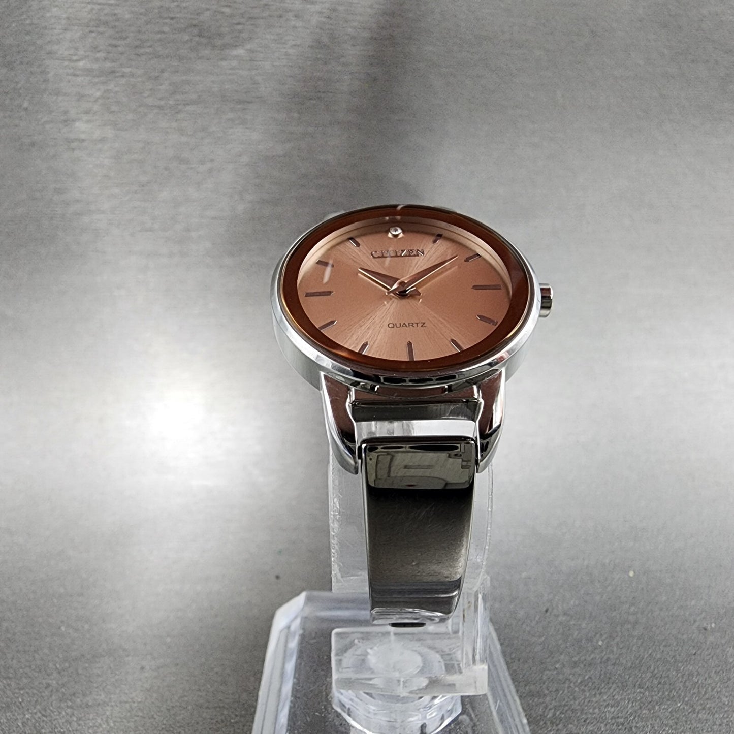 Citizen Watch Women 27mm Pink Dial Stainless Steel Round Bangle New Battery
