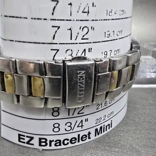 Citizen Eco-Drive Watch Men 39mm White Dial Two Tone Date F810-S005353 Runs11