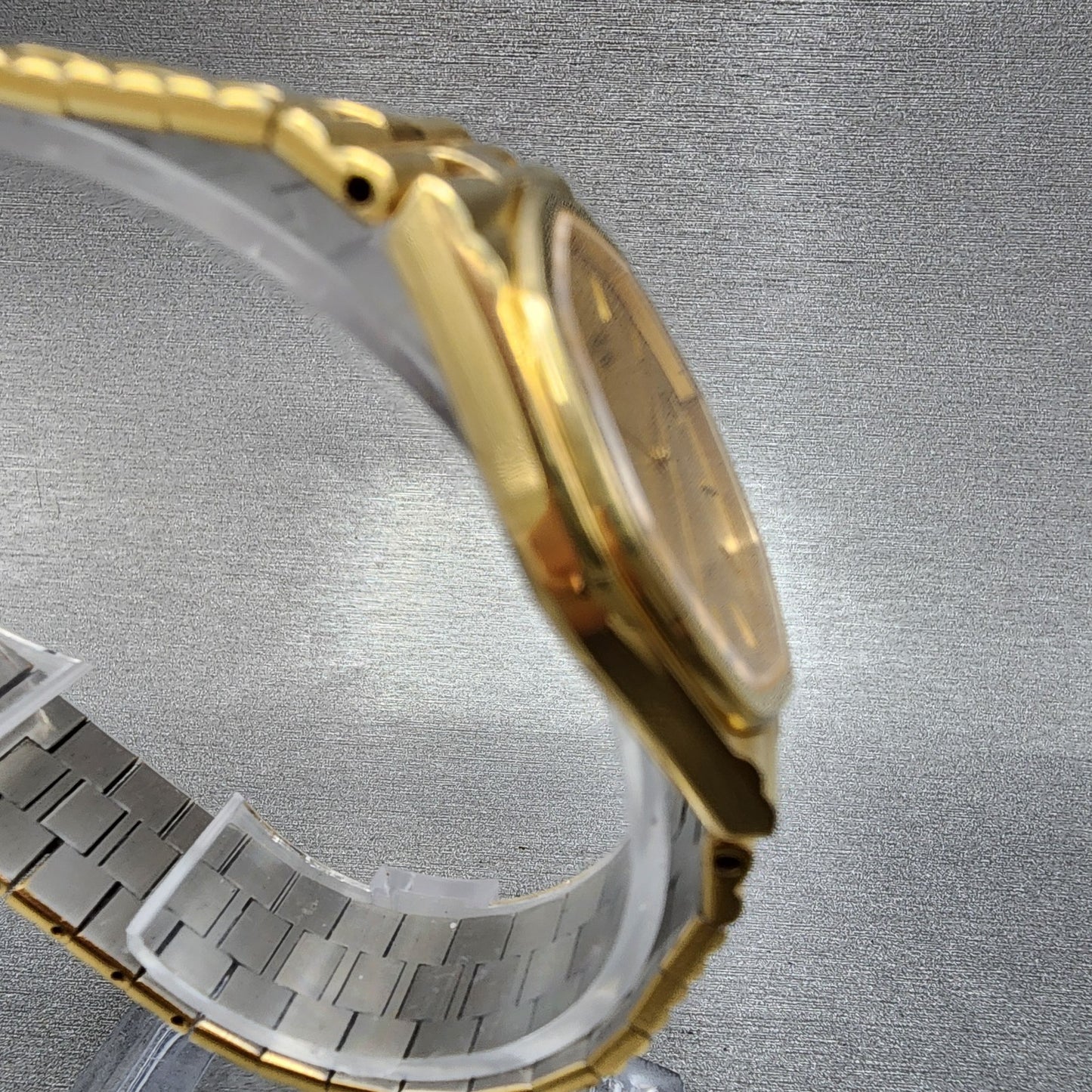 Seiko Lassale Watch Men 32mm Champagne Dial Gold Tone Date 7752-5019 New Battery