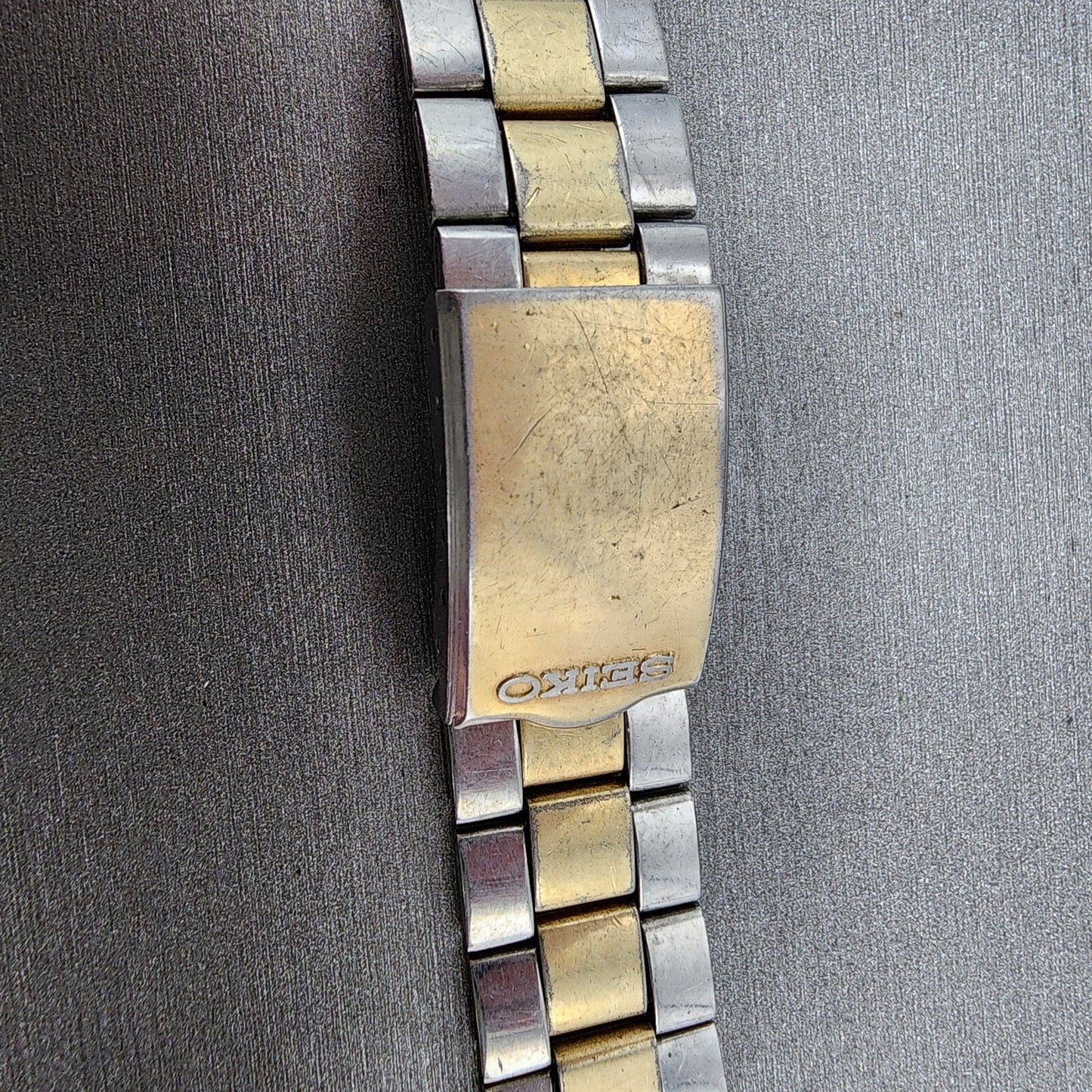 VTG Seiko Watch Bracelet 19mm Two Tone Gold&Silver Tri Folding Claps