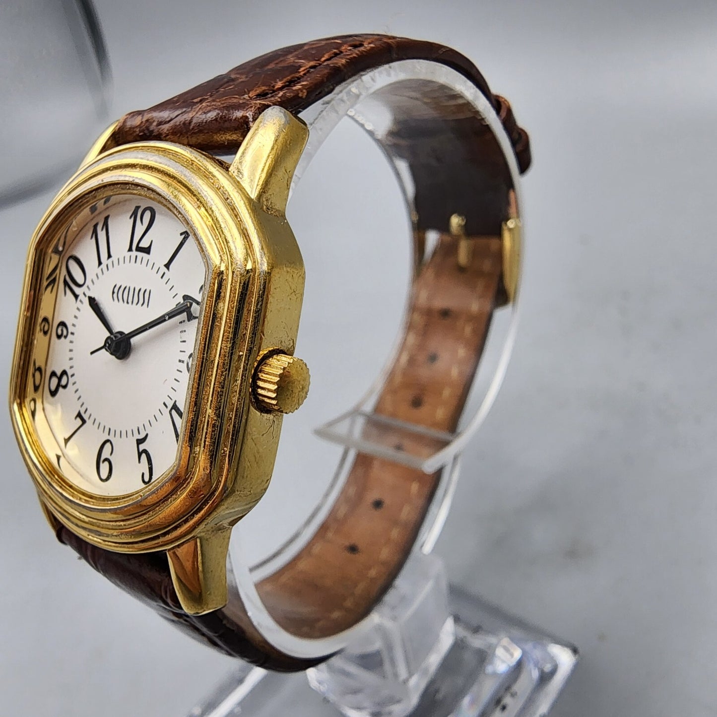 Ecclissi Watch Women 26mm White Dial Gold Tone Ellipse Case New Battery