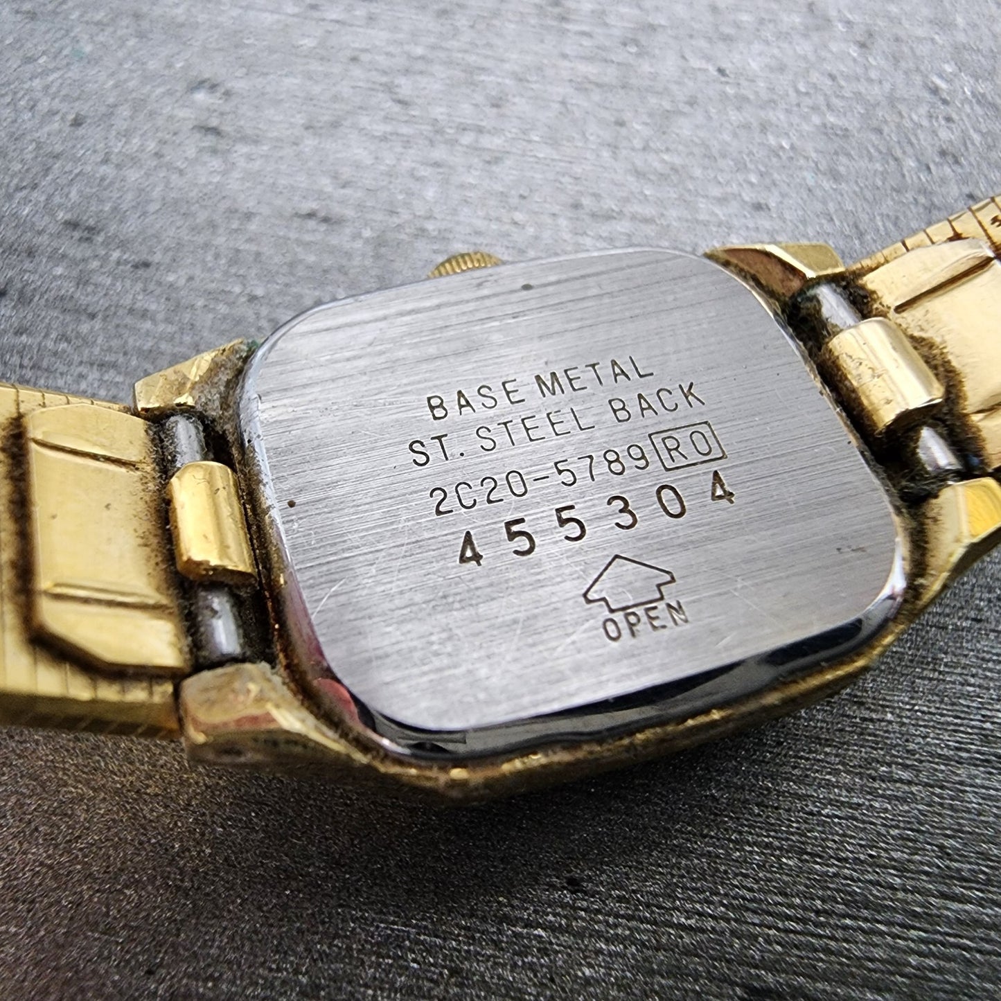 Seiko Watch Women 16mm Brown Dial Gold Tone Rectangle 2C20-5789 New Battery VTG