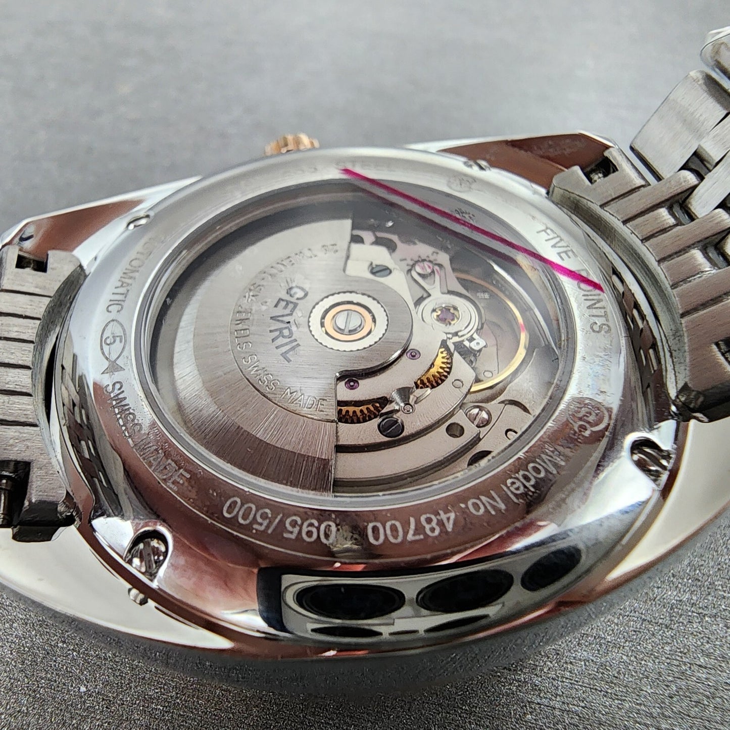 Gevril Five Points Automatic Watch Men 39mm Silver Dial Two Tone Date 48700