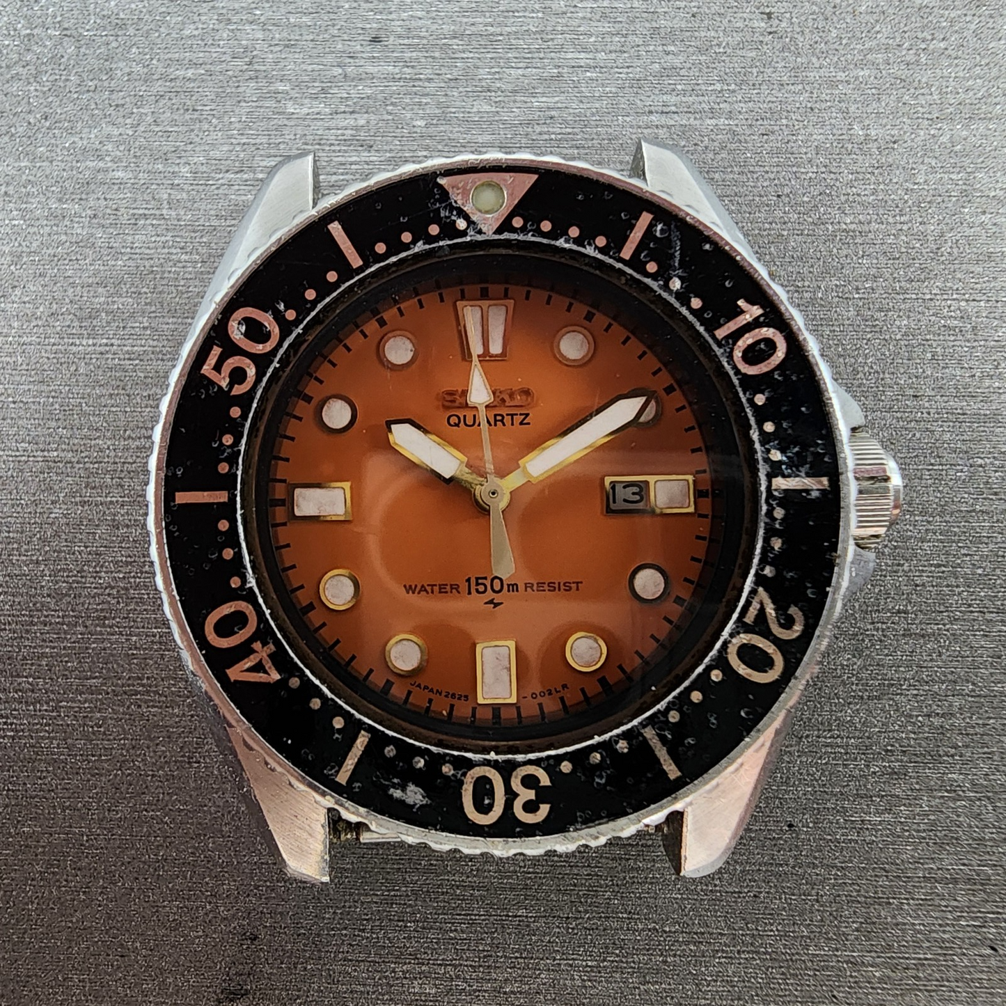 Seiko Diver watch Women 33mm Orange Dial silver Tone Date 2625-0010 New Battery