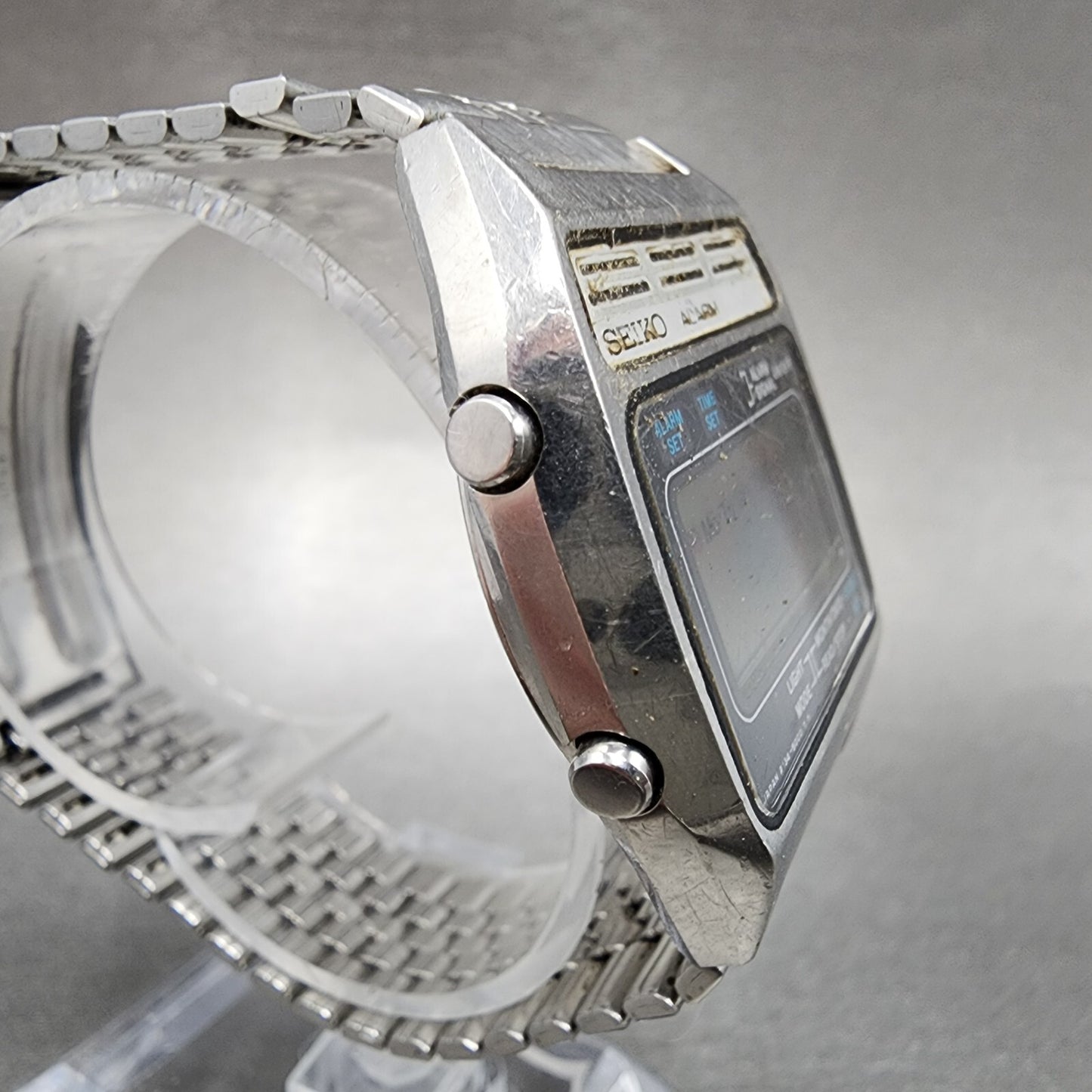 Seiko Digital Watch Men 34mm Digital Steel Alarm A134-5009 Rectangle PARTS