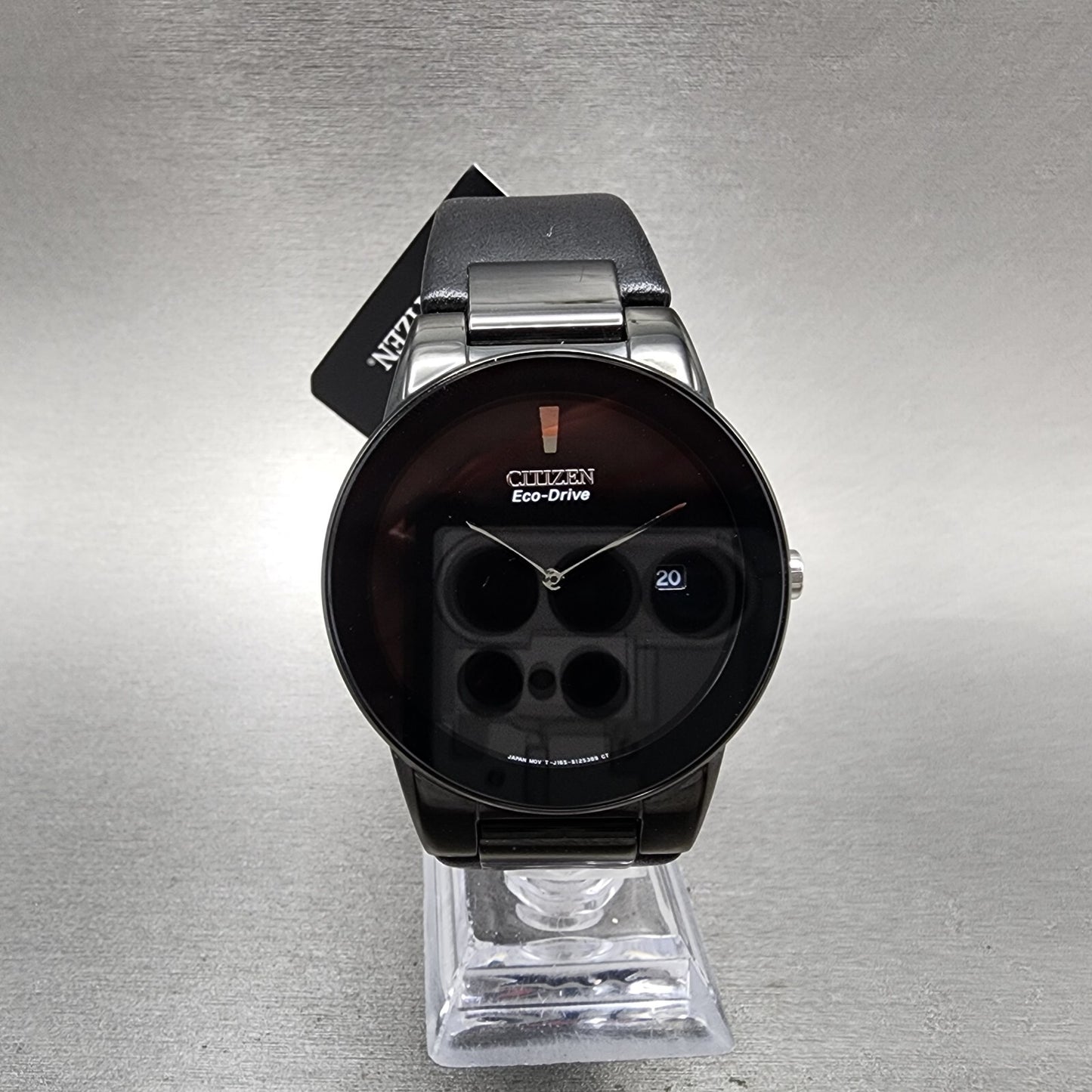 Citizen Eco-Drive Axiom Watch Men 40mm Black Dial Black Tone Leather Date Works
