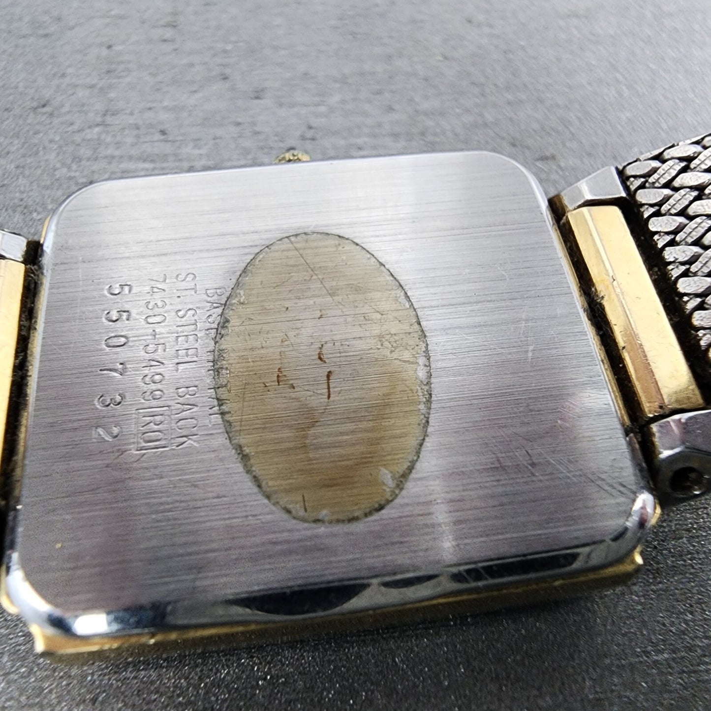 Seiko Tank Watch Men 25mm Black Dial Gold Tone Rectangle 7430-5499 New Batt