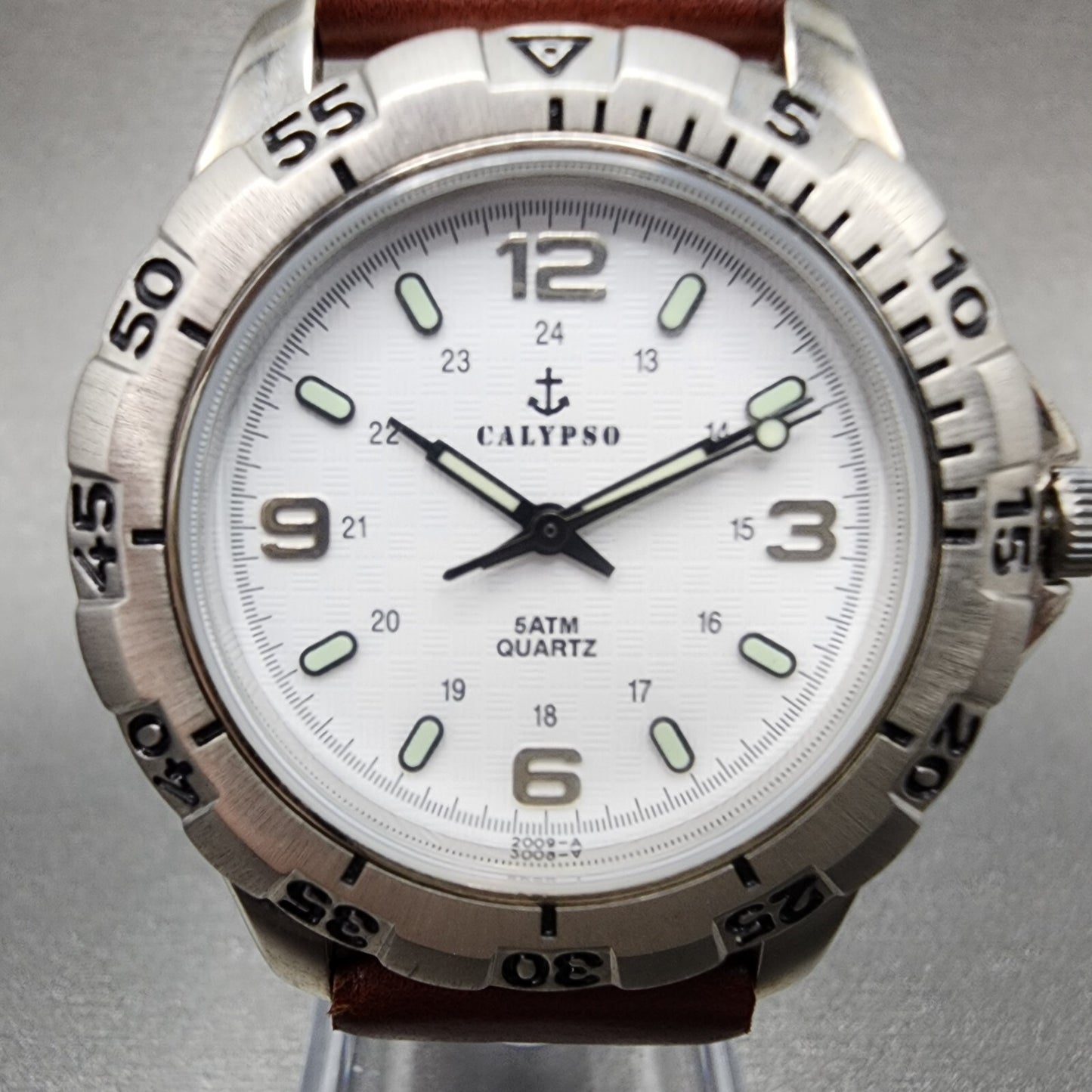 Calypso Dive Watch Men 38mm White Dial Stainless Steel Round W/Box New Battery