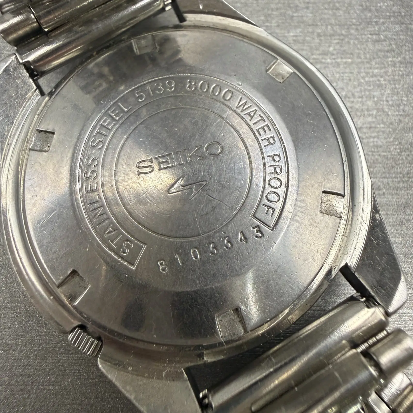 Seiko 5 Watch Men 37mm Silver Dial Silver Tone Daydate Round 5139-8000 Runs10