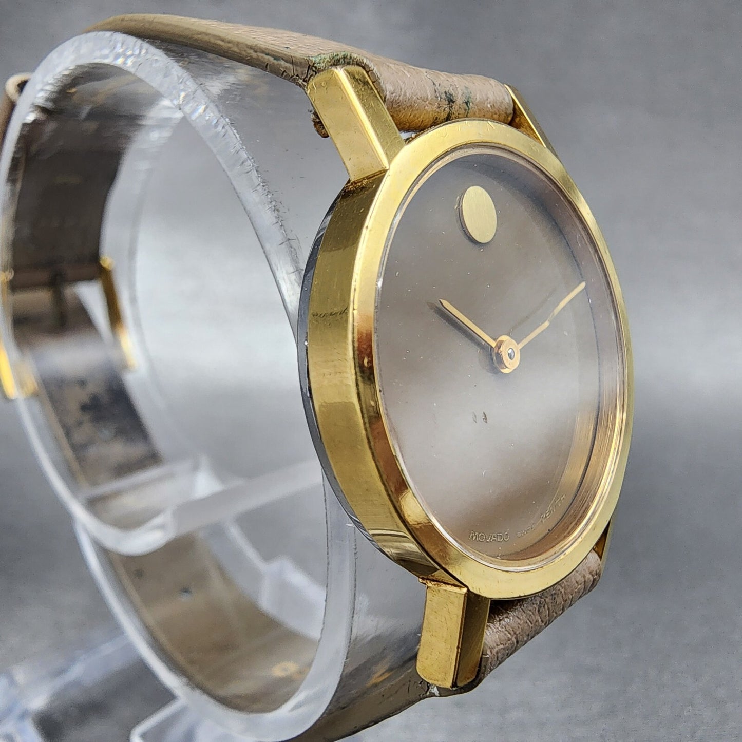 VTG Movado Muesum Watch Women 25mm brown Dial Gold Plated Manual Wind Runs