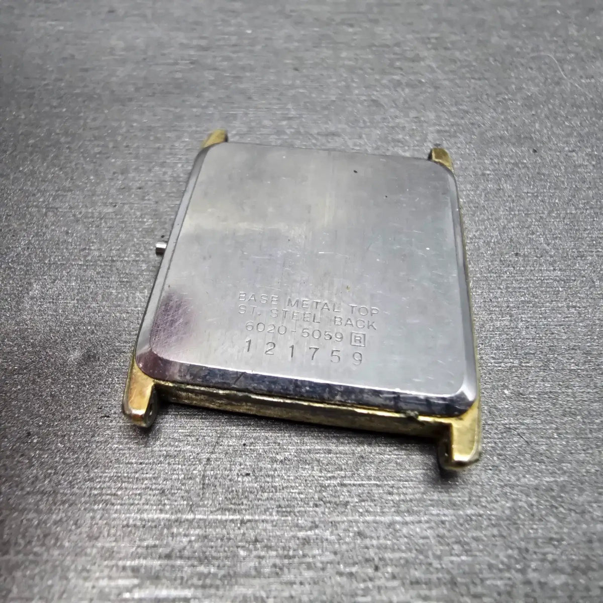 Seiko 6020-5059 Watch Case Gold Tone Rectangle 25mm Vintage11