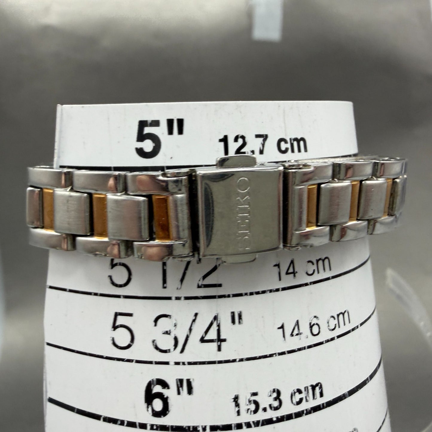 Seiko Solar Tank Watch Women 18mm White Dial Two Tone Rectangle Lukia Runs FD310