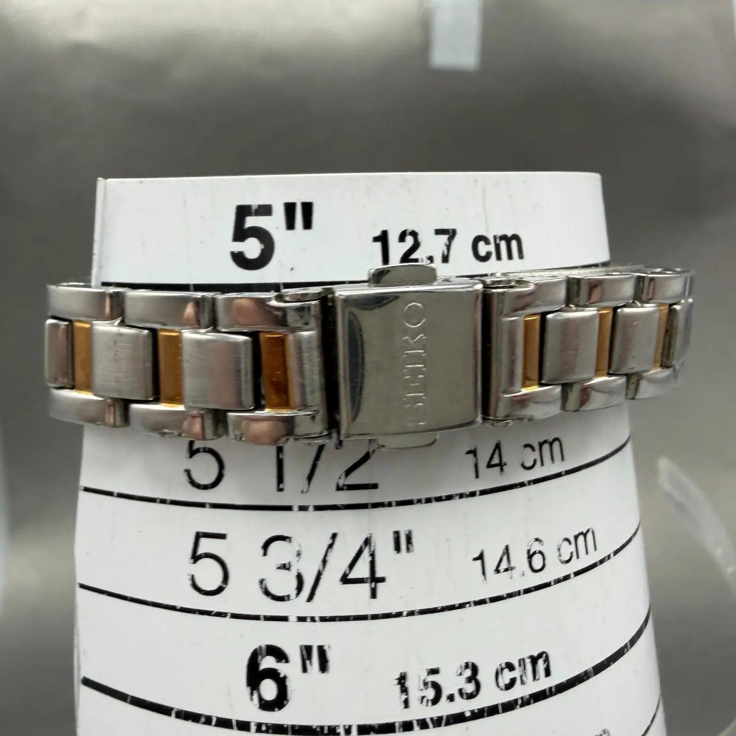 Seiko Solar Tank Watch Women 18mm White Dial Two Tone Rectangle Lukia Runs FD310
