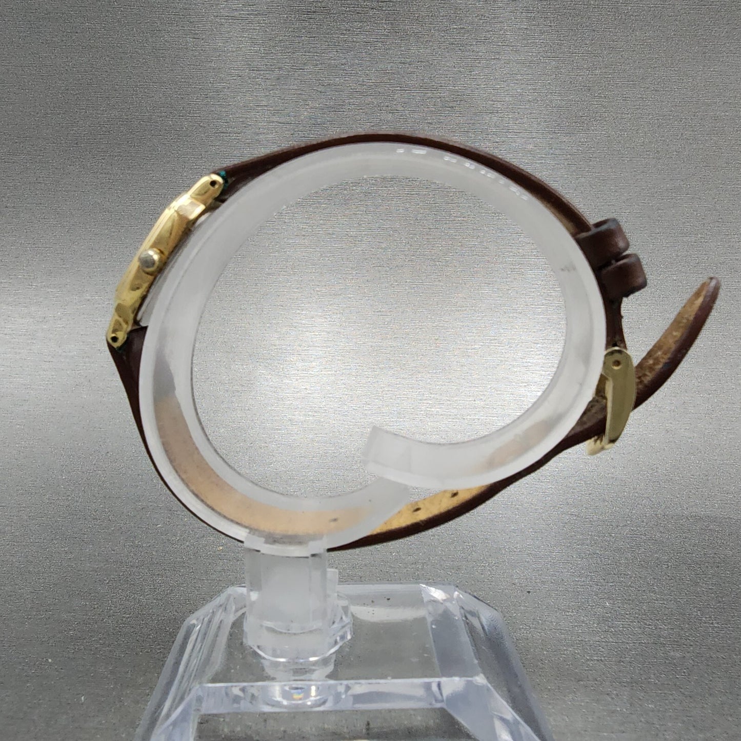 Seiko Tank Watch Women 17mm Brown Dial Gold Tone 2p20-5a09 New Battery