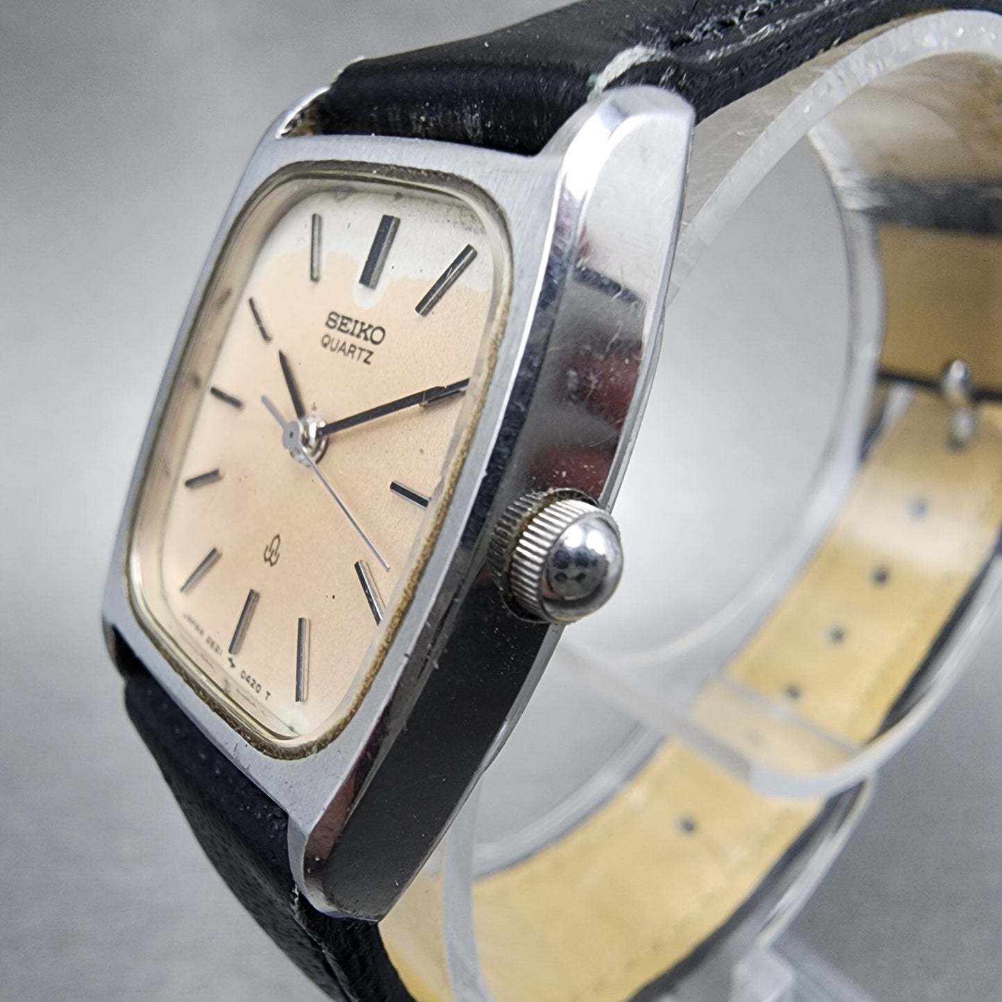 Seiko Watch Women 21mm White Dial Silver Tone Rectangle 2621-5220 New Battery