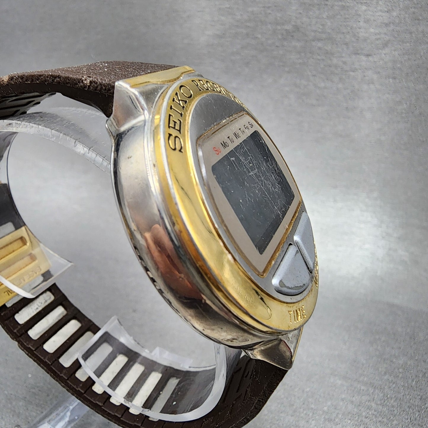 Seiko Receptor Watch Men 43m Digital Two Tone Ma51-4a10 New Battery