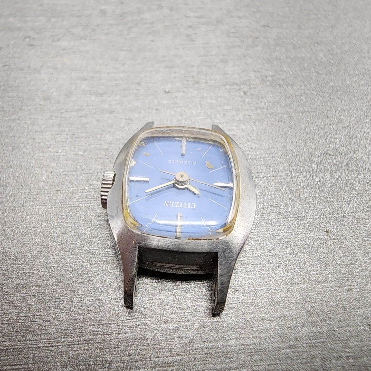 VTG Citizen Watch Women 17mm Blue Dial Steel Rectangle Manual Wind Runs