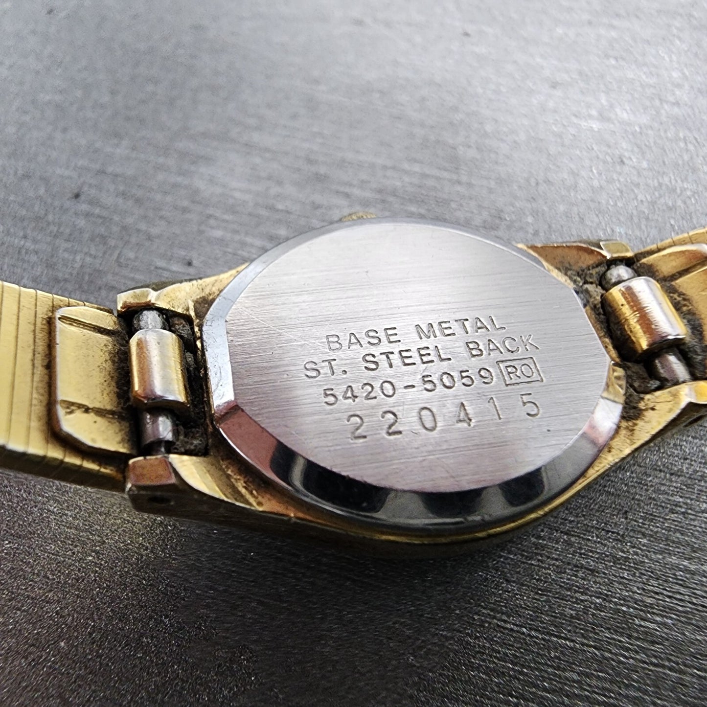 VTG Seiko Watch Women 16mm Champagne Dial Gold Tone Octagon 5420-5059 New Batt