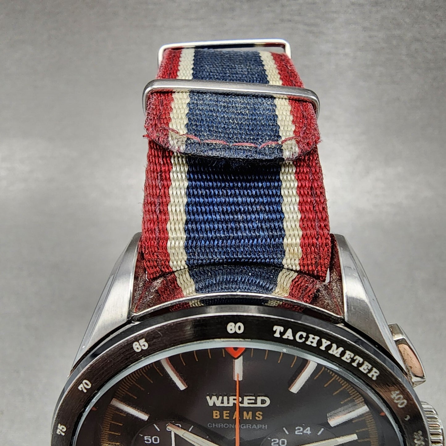Seiko Wired Chronograph Watch Men 44mm Black Dial Silver Tone VK63-k009 NewBat