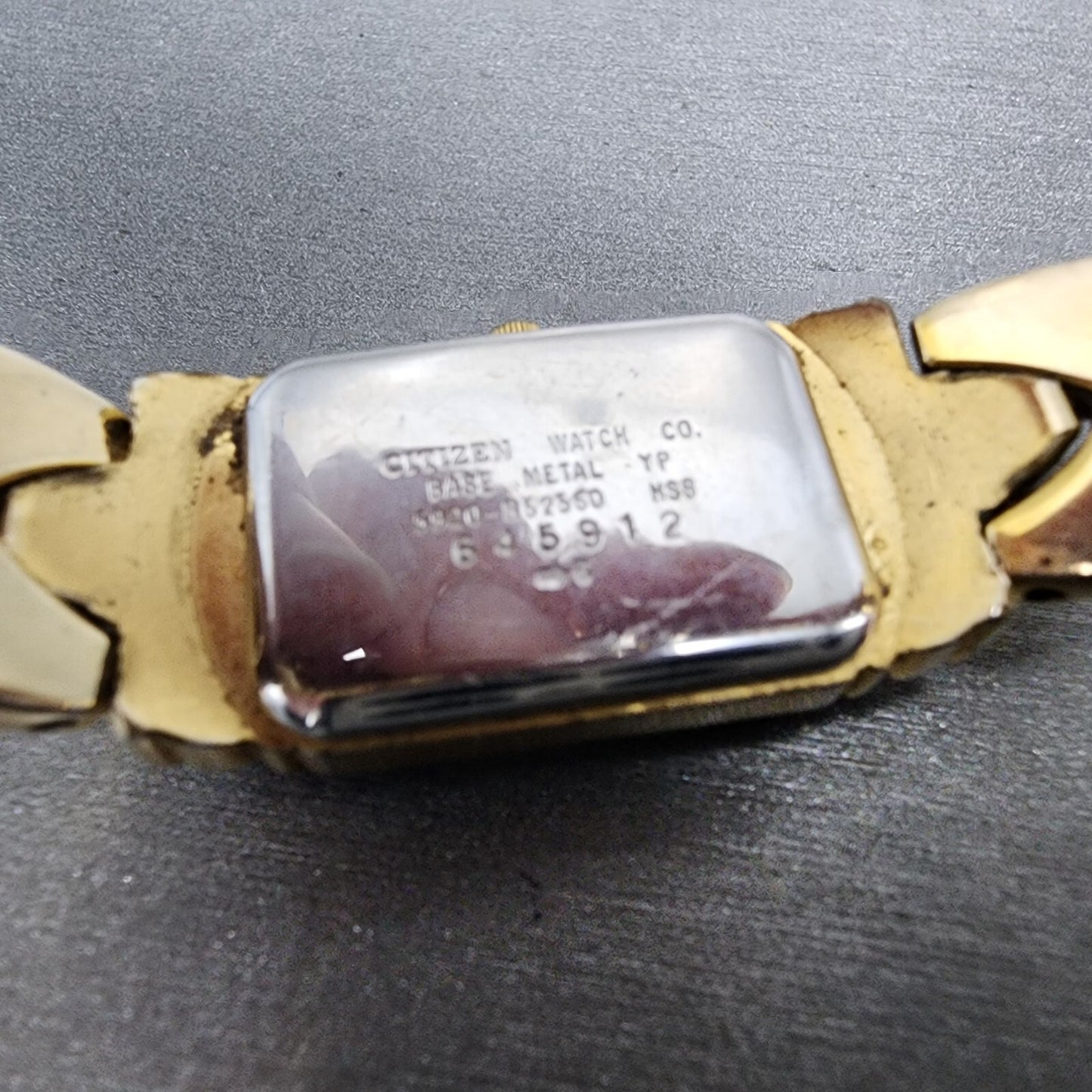 Citizen Tank Watch Women 17mm Black Dial Gold Tone Rectangle New Battery