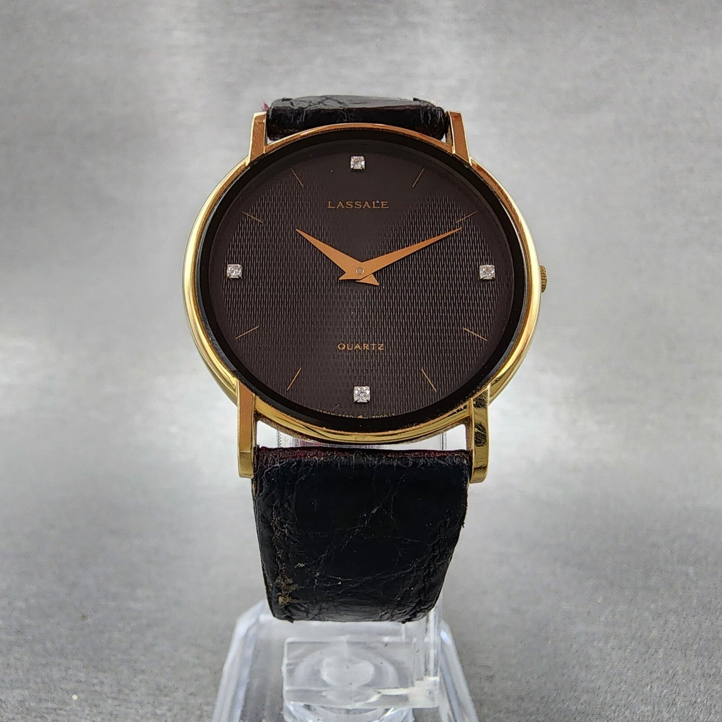 Seiko Lassale Watch Men 31mm Black Dial Gold Tone 7750-7009 New Battery READ!!!