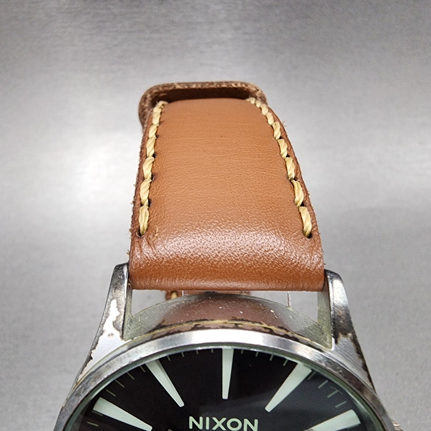 Nixon Sentry Watch Men 42mm Black Dial Silver Tone Daydate Round New Battery