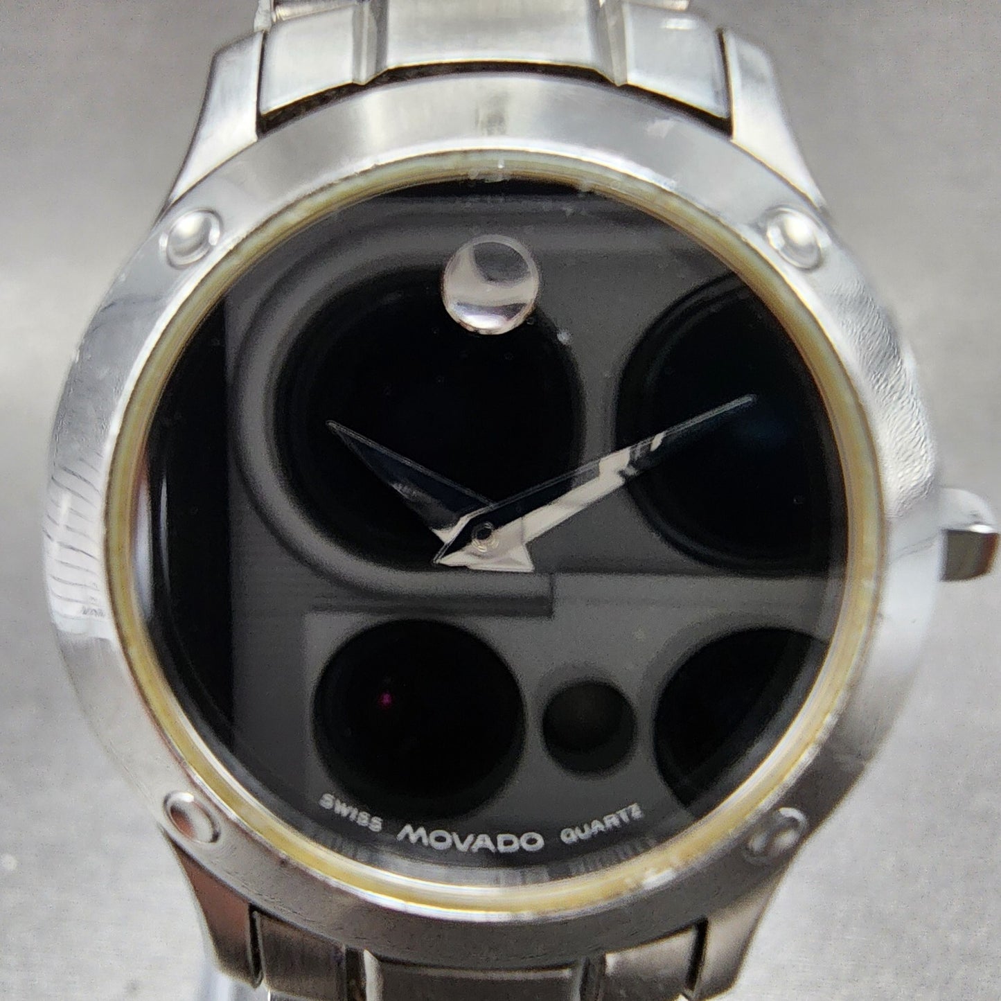 Movado Museum Watch Women 25mm Black Dial Stainless Steel Round New Battery
