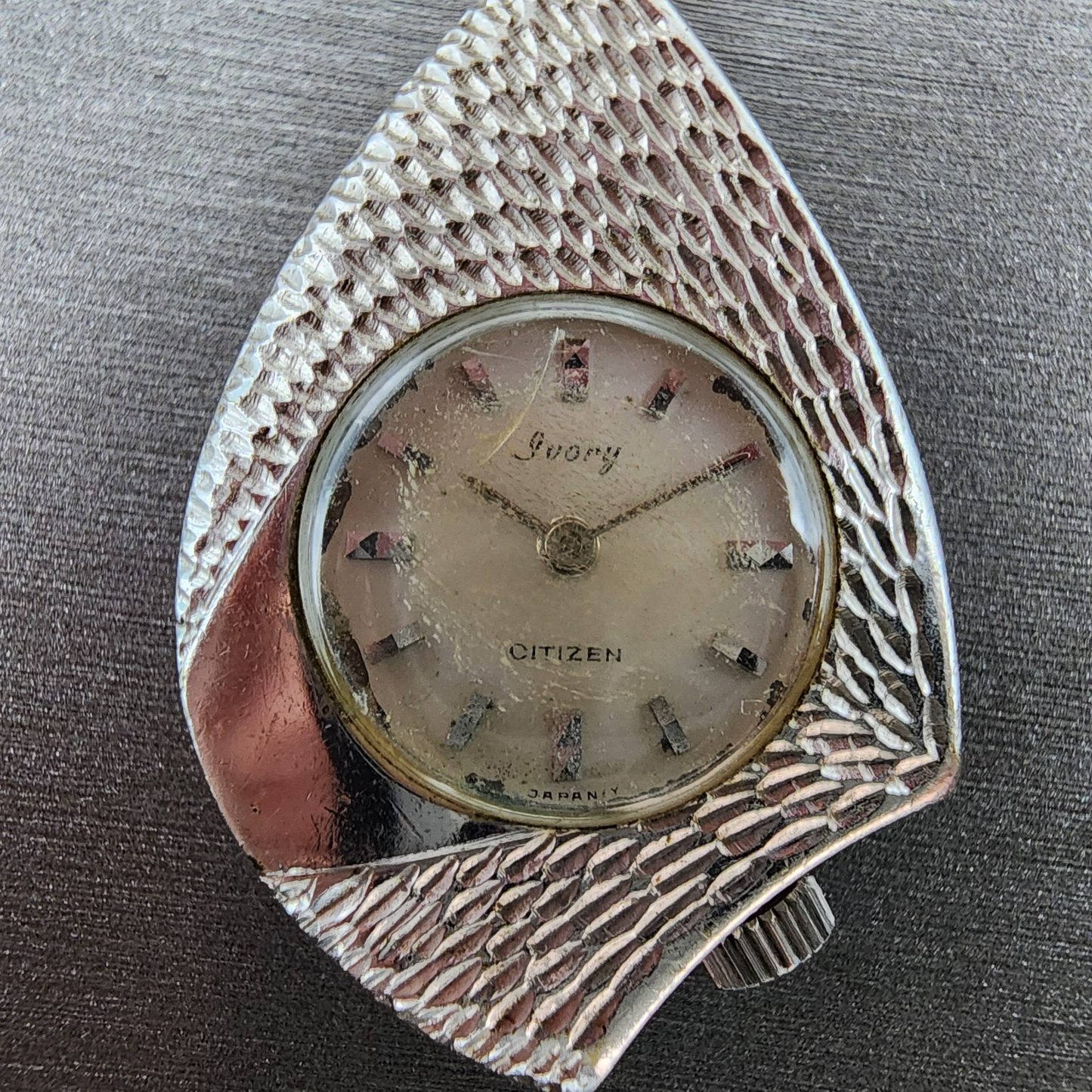 Citizen Ivory Pendent Watch Women White Dial Silver Tone Asymmetrical Manual Run
