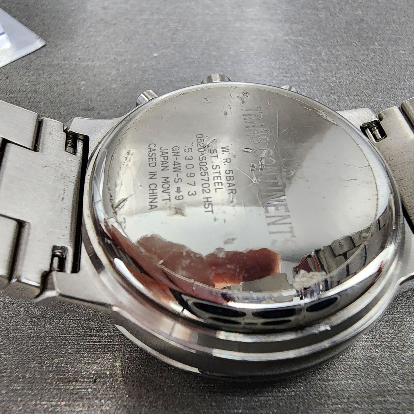 Trans Continents Chronograph Watch Men 38mm Orange Dial Silver Tone Date New Bat