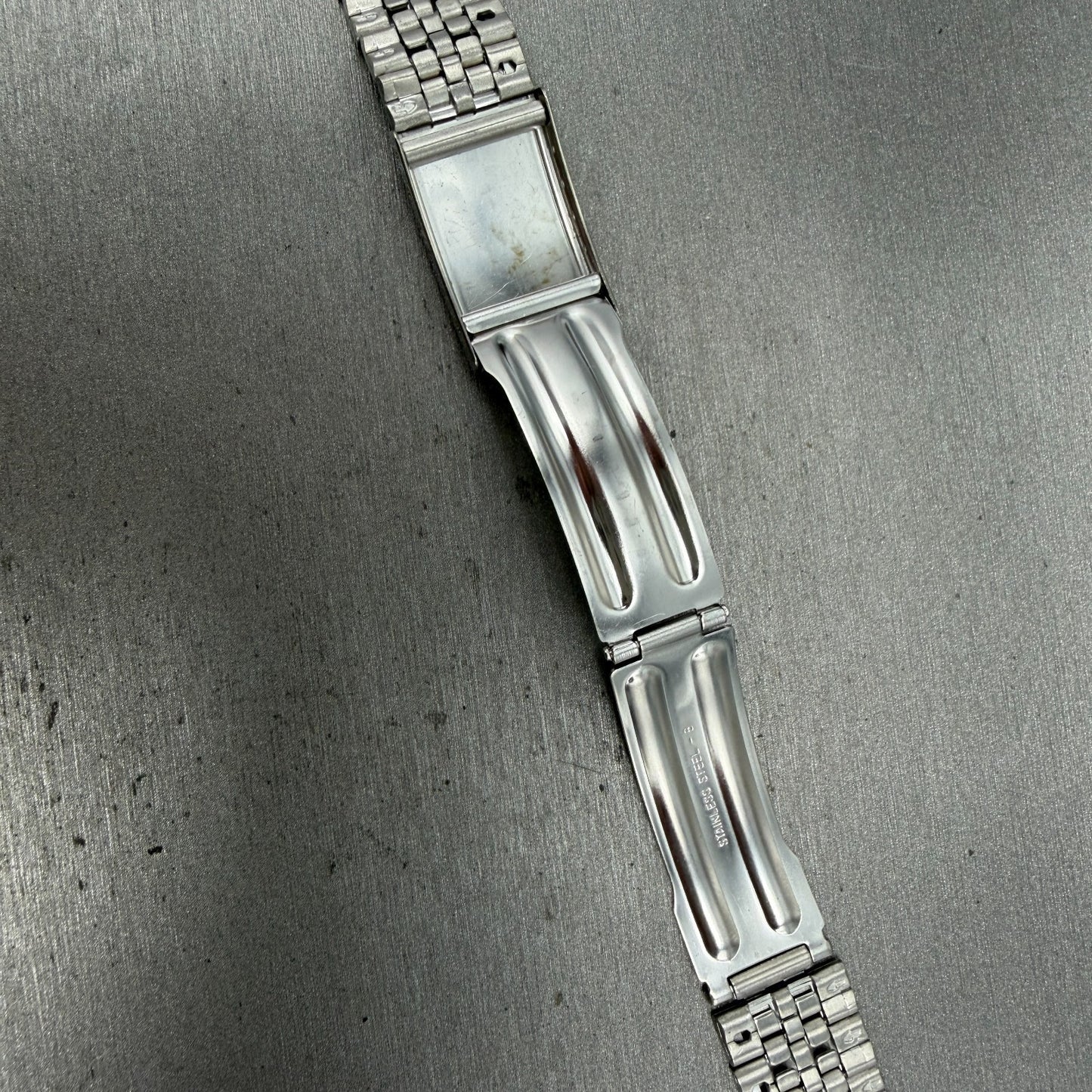 Seiko Bracelet 20mm Stainless Steel Silver Tone Tri Folding Clasp Vintage Japan14