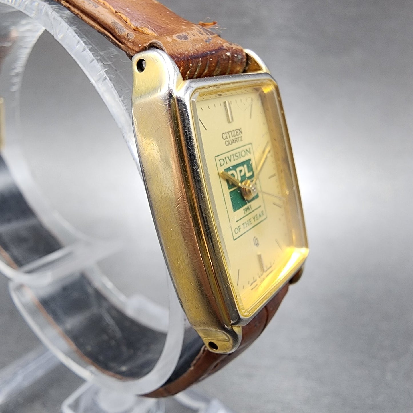 Citizen CQ Tank Watch Women 19mm Champagne Dial Gold Tone Rectangle New Battery