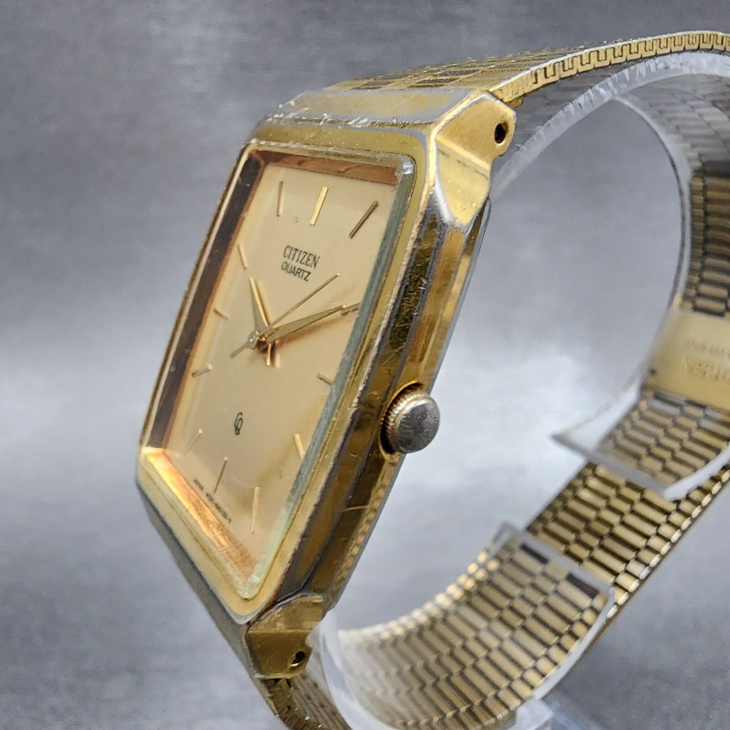 Citizen CQ Tank Watch Men 27mm Gold Dial Gold Tone Rectangle 4031-491751 PARTS