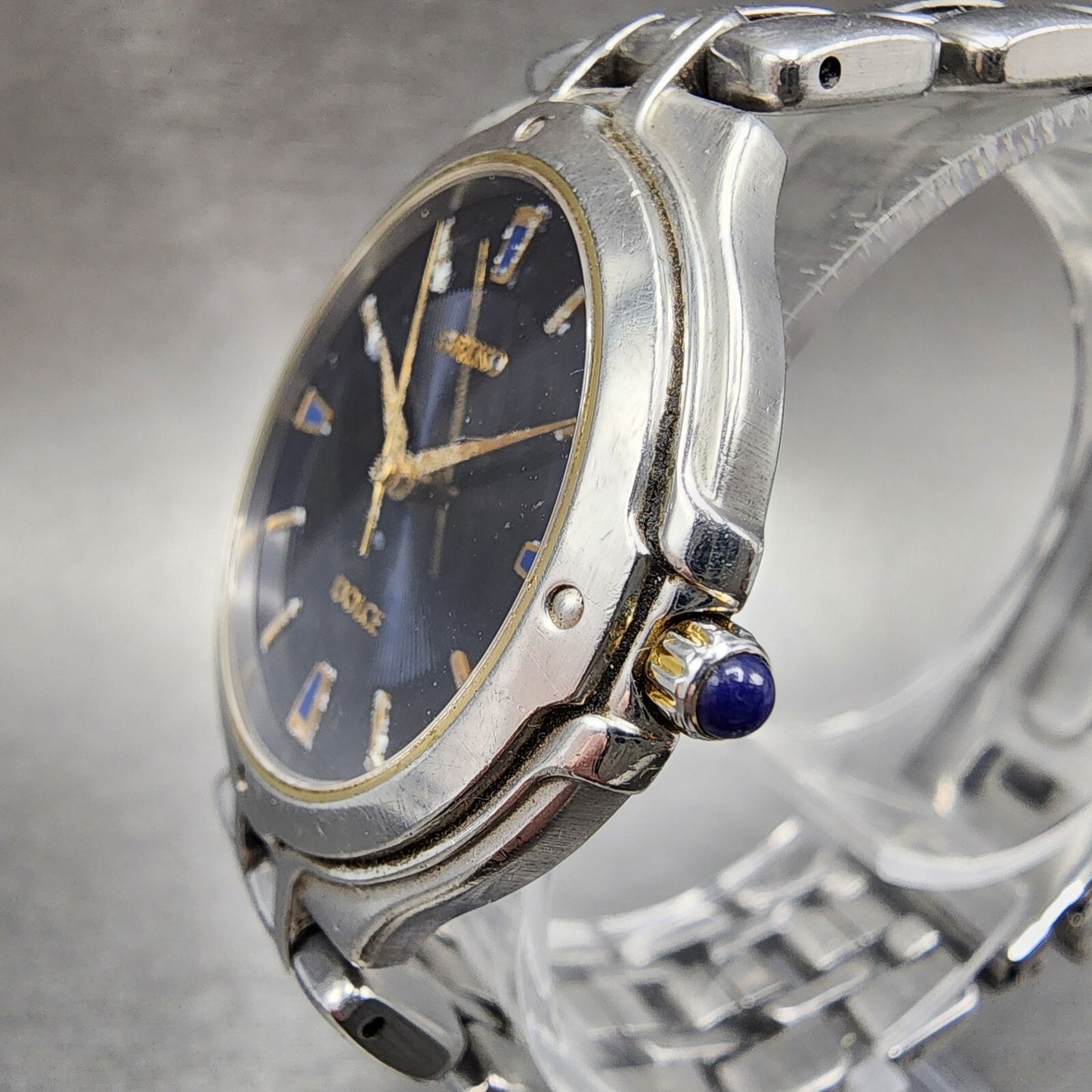 Seiko Dolce Watch Men 33mm Blue Dial Silver Tone Round 8J41-6150 New Battery