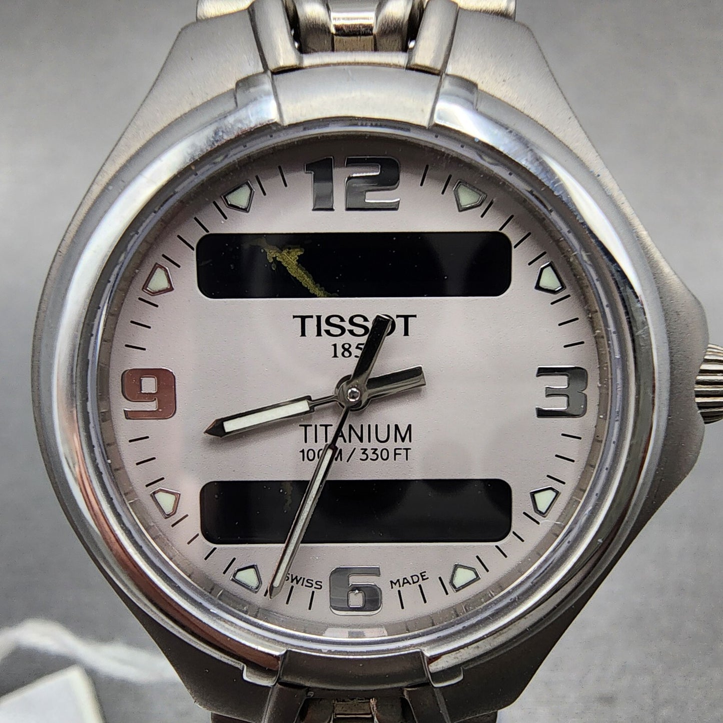 Tissot Analog Digtial Watch Women 33mm Gray Dial Titanium T650P PARTS