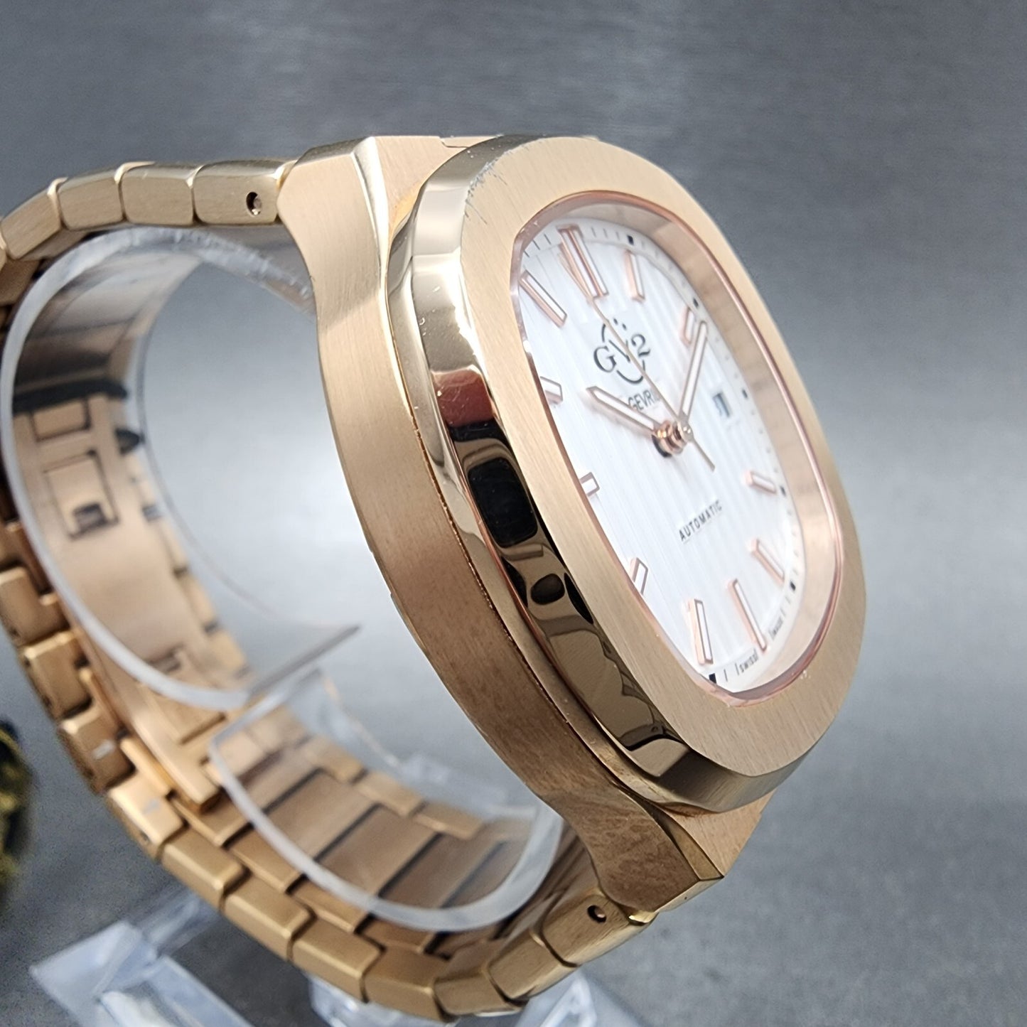 Gevril GV2 Potente Watch Men 39mm White Dial Rose Gold Tone Date Automatic 18102