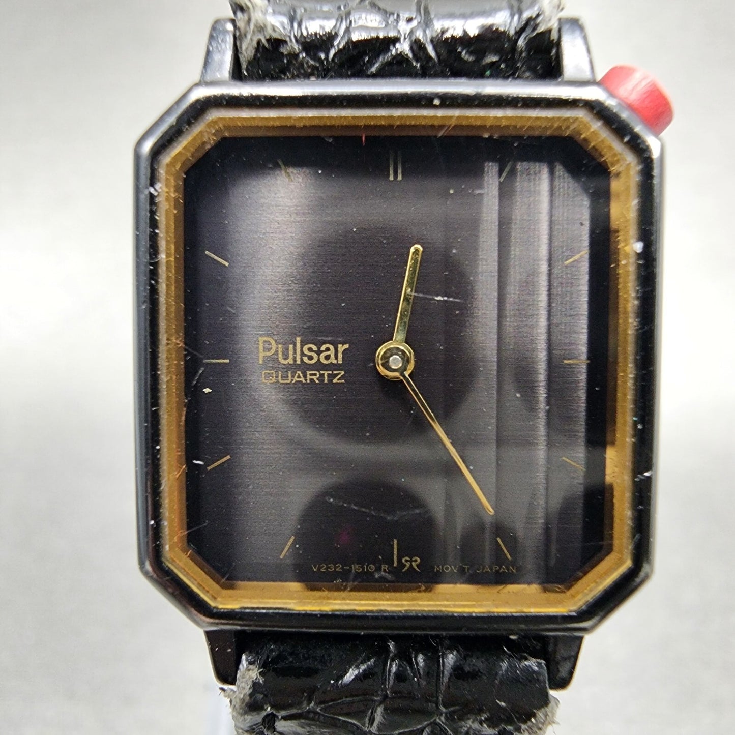 Pulsar Watch Women 20mm Black Dial Black Tone Octagon V232-5930 New Battery