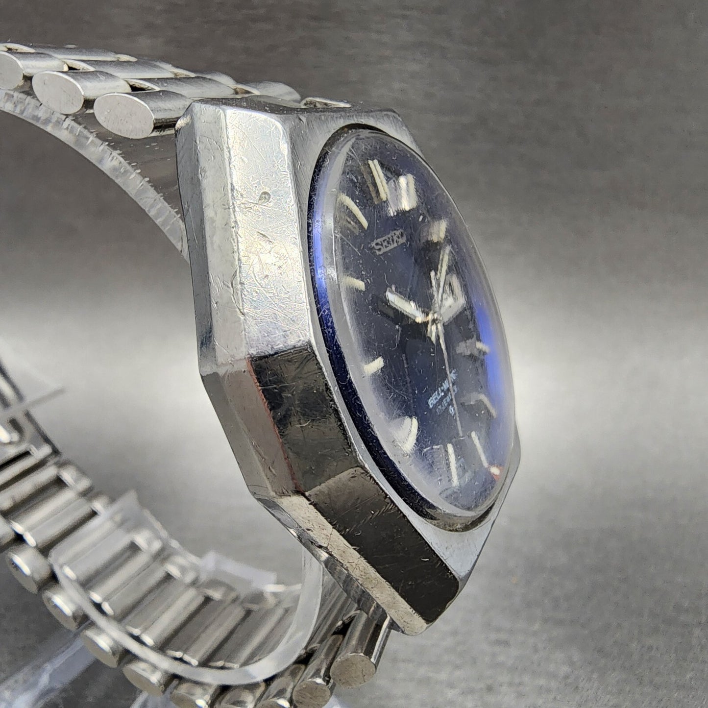 Seiko Bell Matic Watch Men 40mm Blue Dial Steel Daydate Octagon 4006-6059 Runs