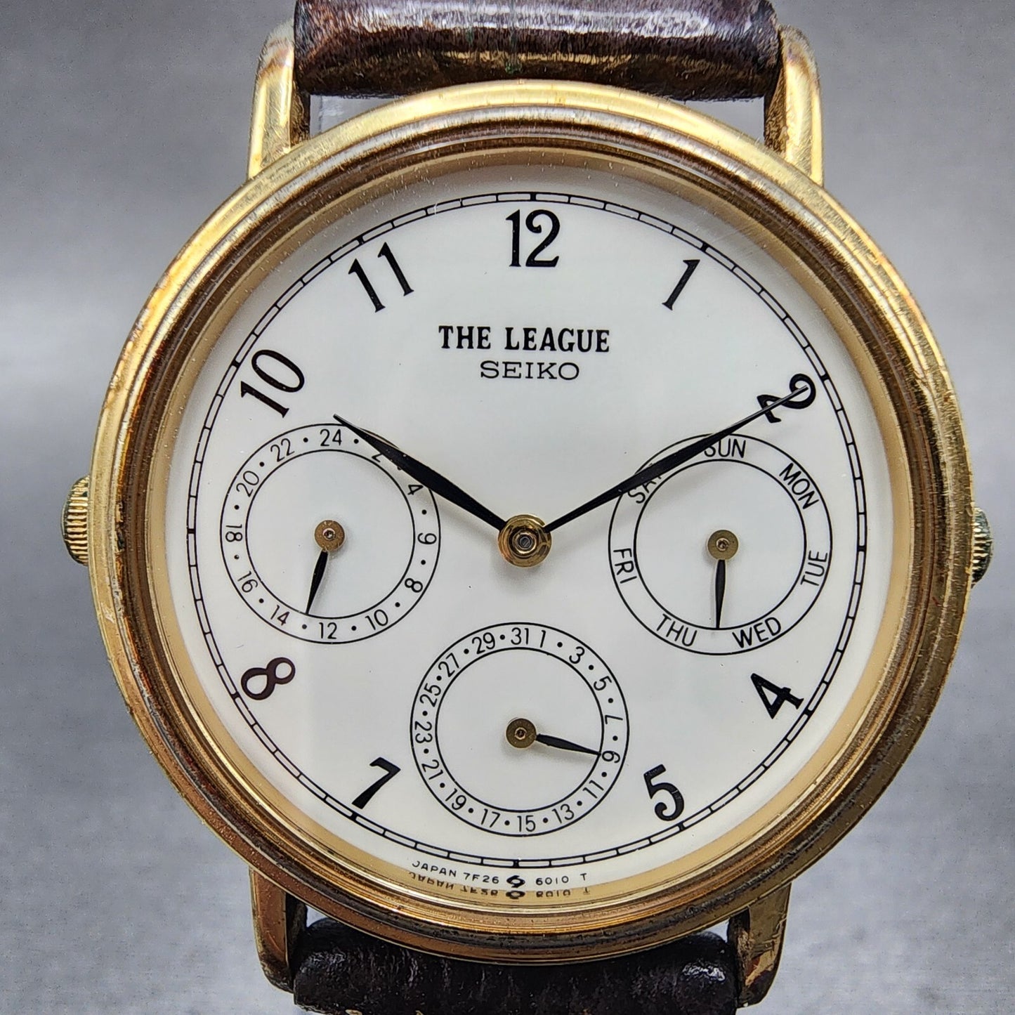 Seiko The League Watch Men 32mm White Dial Gold Tone Daydate Round New Battery