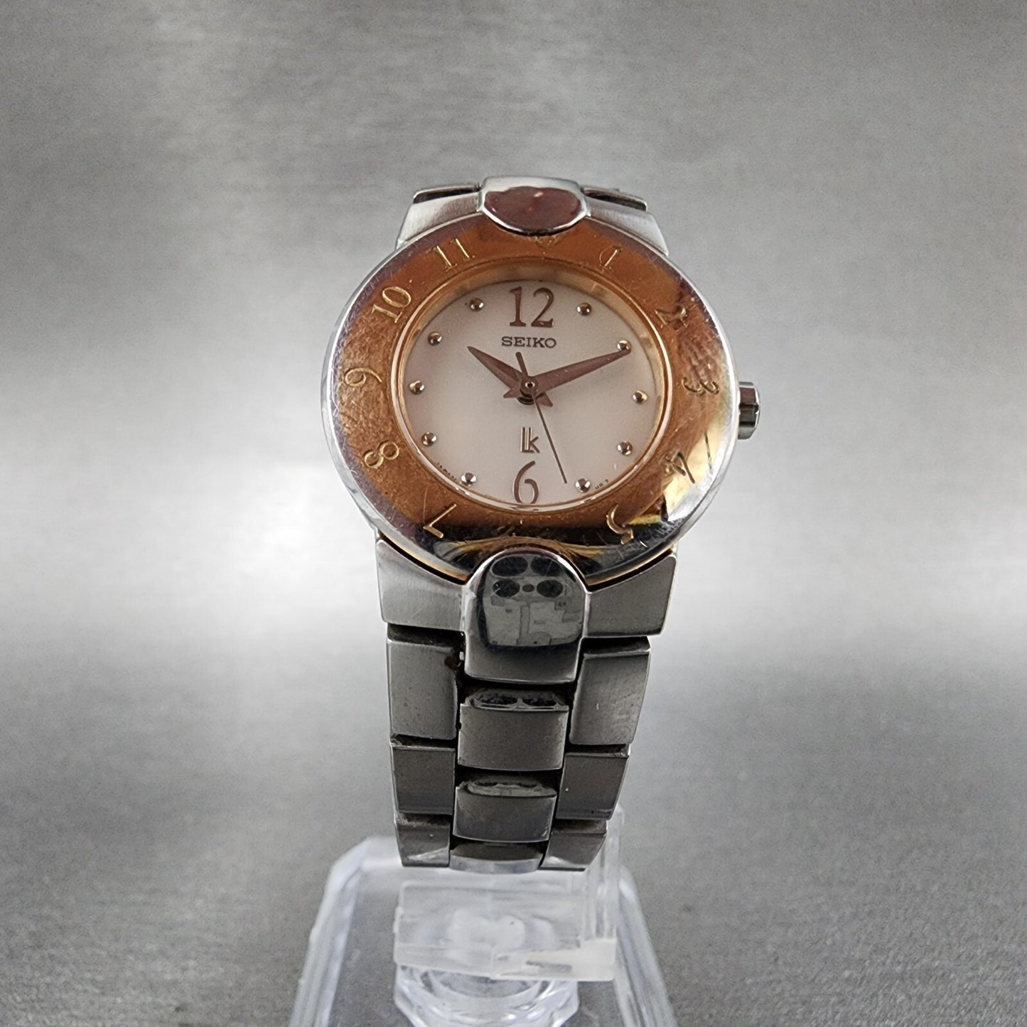Seiko Lukia Watch Women 24mm MOP Dial Two Tone Round 1N01-0L80 New Battery