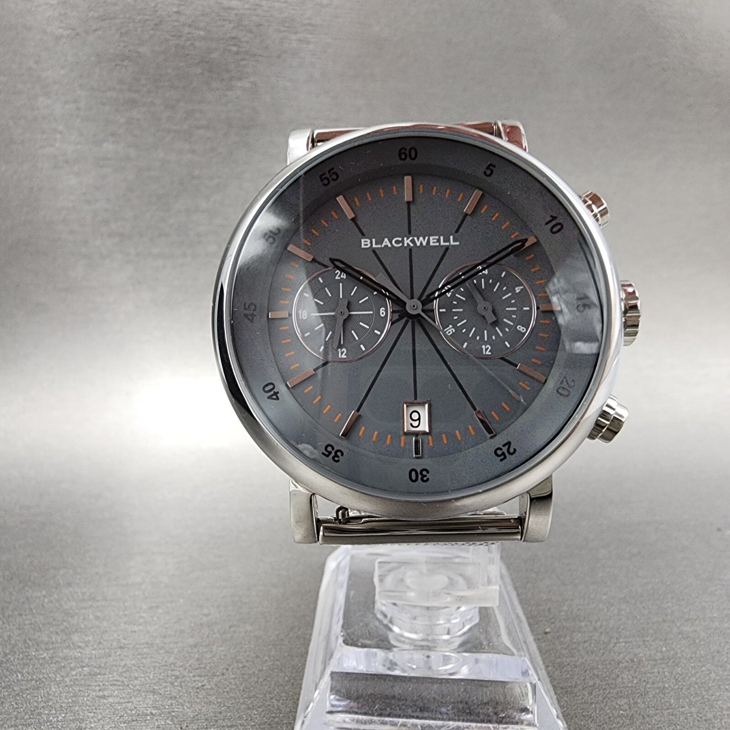 Blackwell Hudson yard Watch Men 44mm Gray Dial Steel Date Round New Battery
