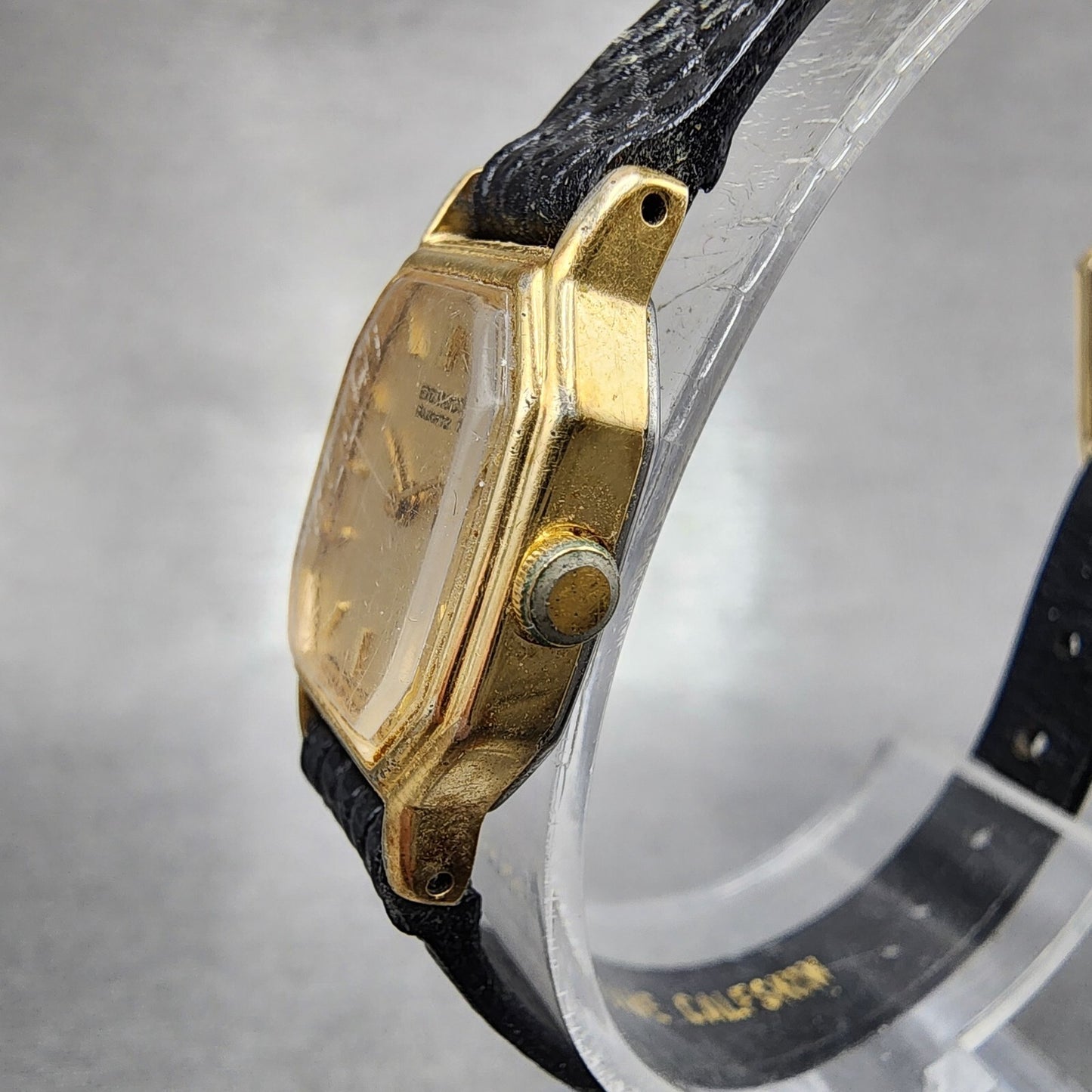 Seiko Watch Women 16mm Gold Dial Gold Tone Octagon 2C20-5769 New Battery