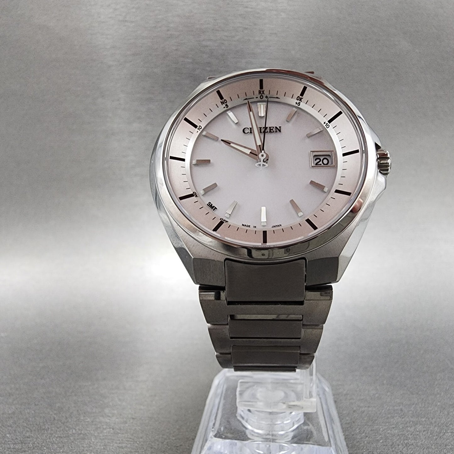 Citizen Attesa Watch Men 41mm White Dial Titanium Date Atomic Round Works