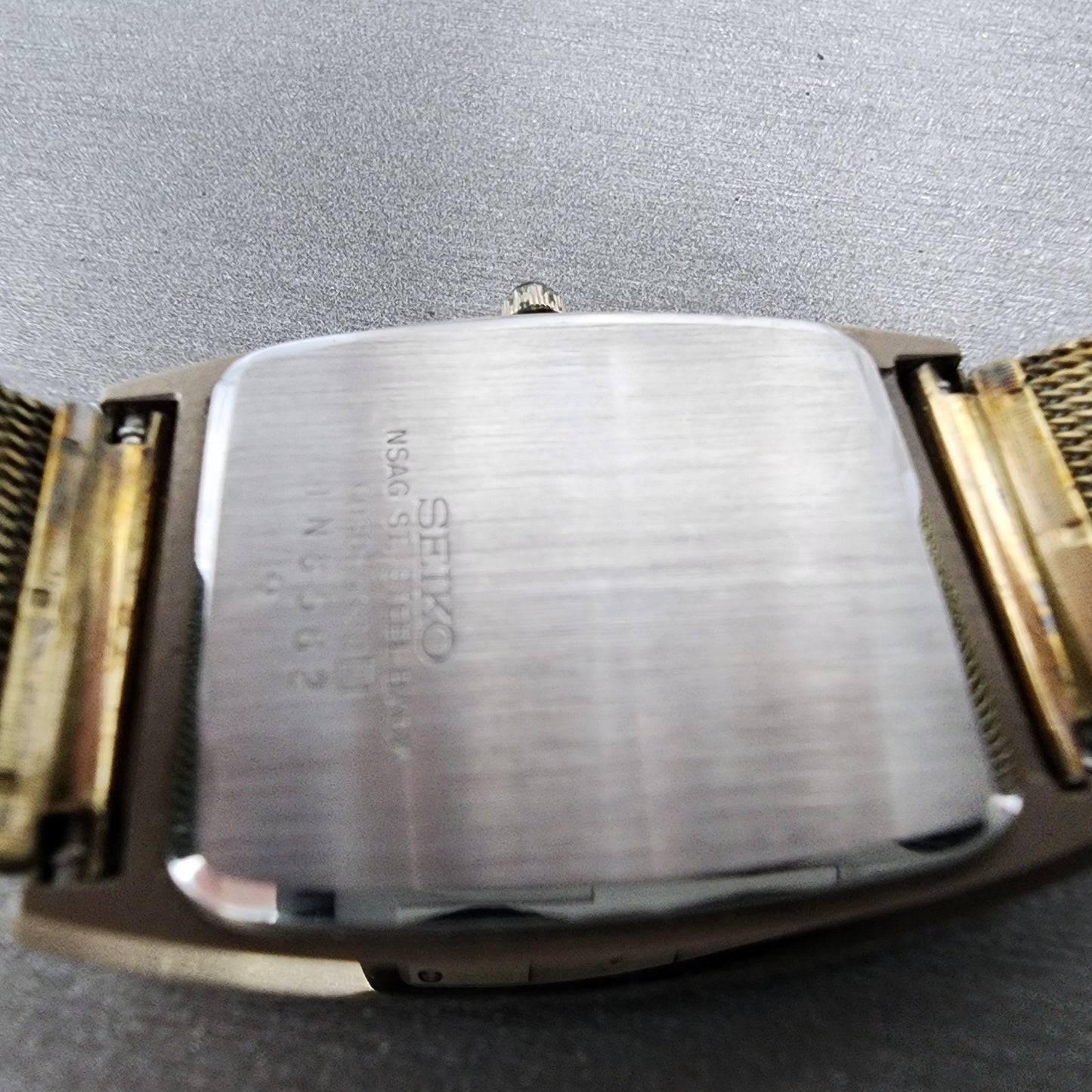 Seiko Dolce Tank Watch Men 28mm Champagne Dial Gold Tone 6030-5320 New Battery
