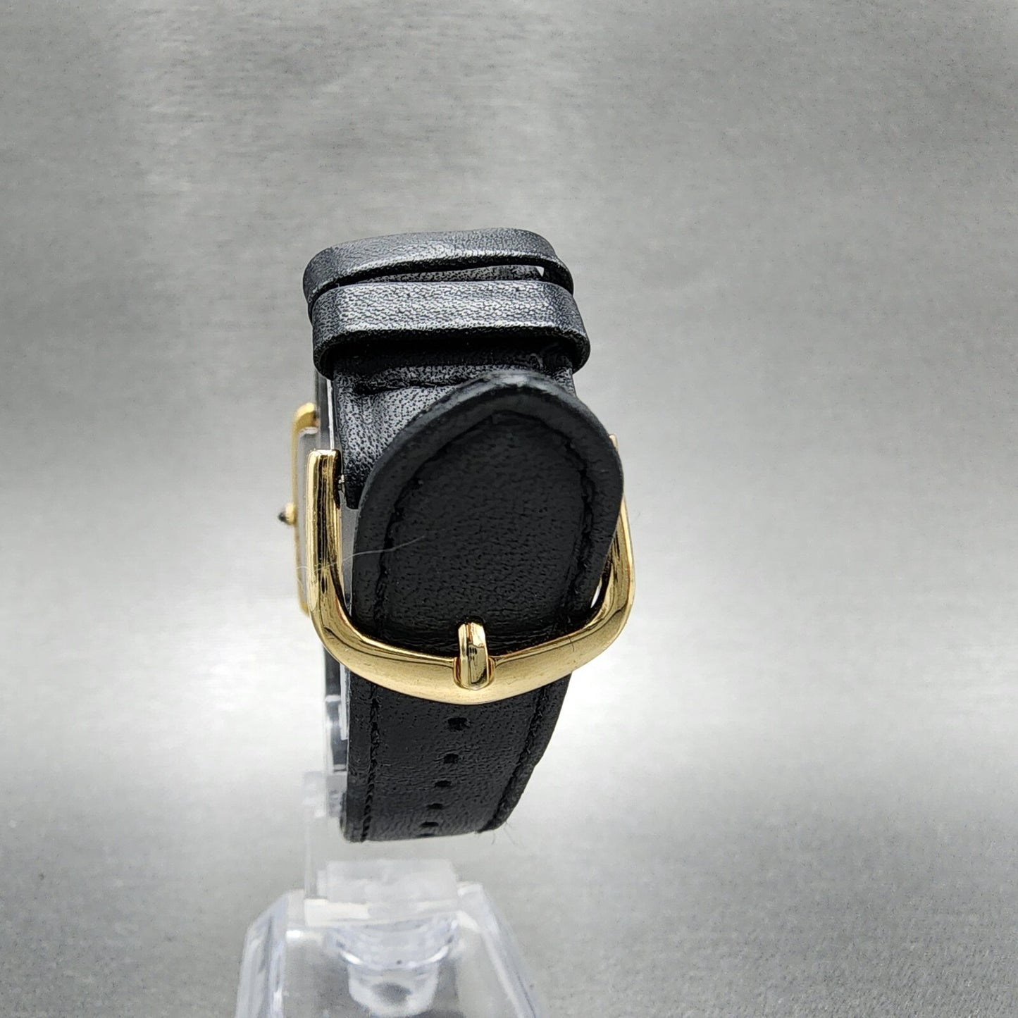 Pulsar Tank Watch Men 24mm Black Dial Gold Tone Rectangle V320-5059 New Batt