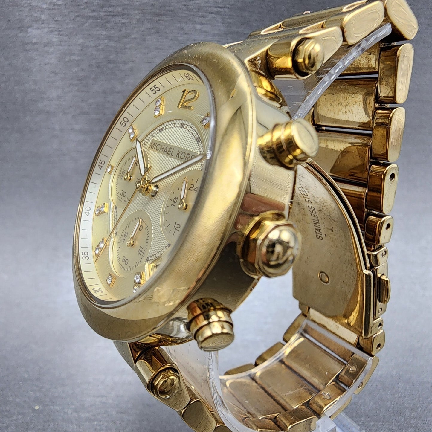 Michael Kors Parker Watch Women 39mm Champagne Dial Gold Tone Chronograph NewBat